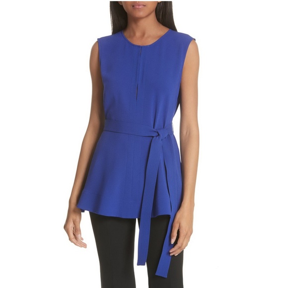 NWT Theory Tie Waist Crepe Blouse